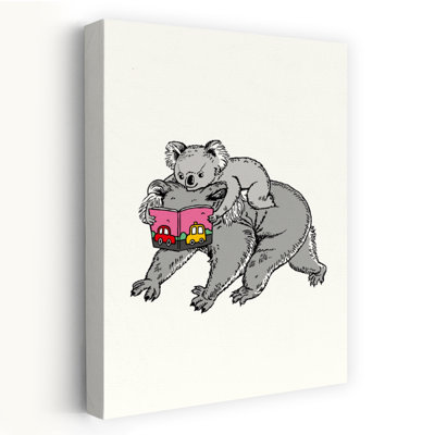 Sweet Koalas Reading Book Contemporary Koala Nature Wildlife Wall Art Print
