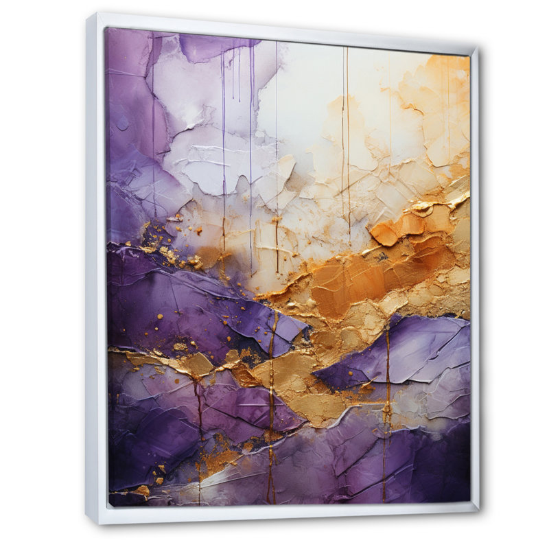 Helgert - fractale mauve abstraite - impression, H 32 po x l 24 po x P 1 po, Cadre flottant blanc