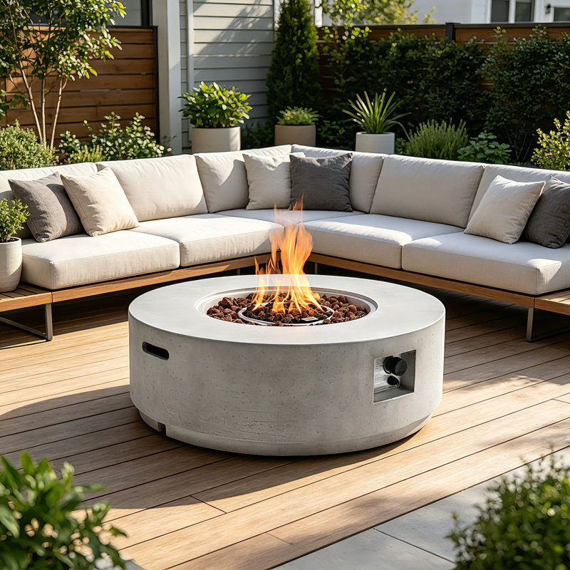 38" Round Propane Fire Pit, 50,000 BTU Outdoor Gas Fire Pit With MGO Stone-Look, Steel Burner, Adjustable Flame, Waterproof Cover & Lava Rocks