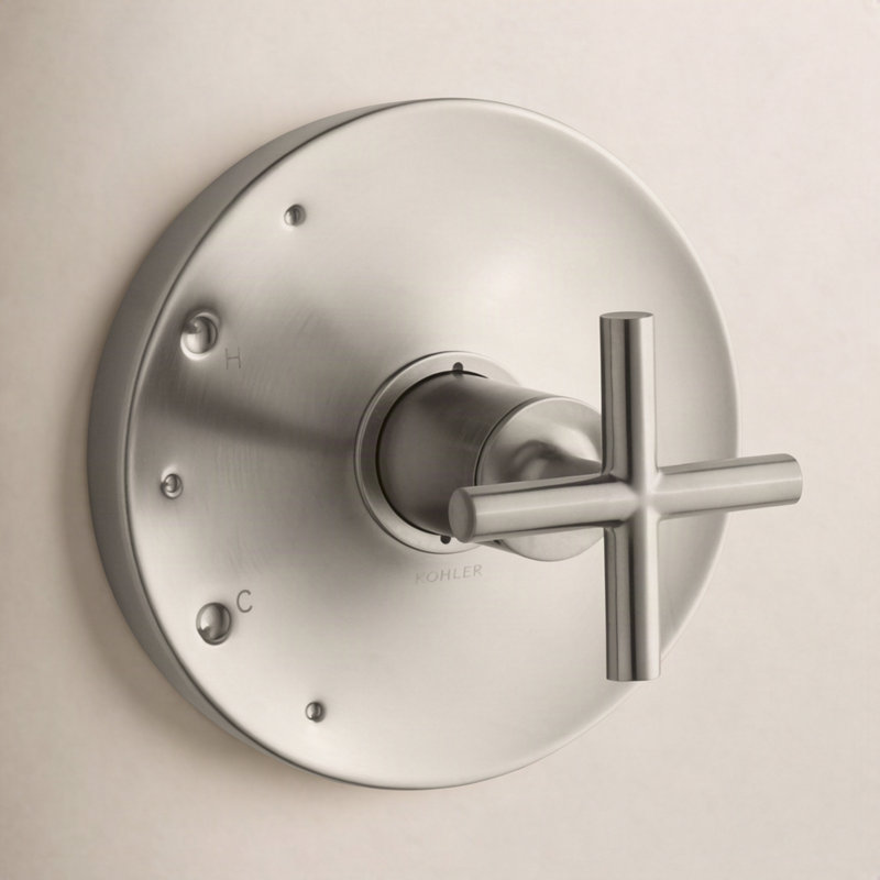 Purist Rite-Temp Valve Trim with Cross Handle, Vibrant Brushed Nickel