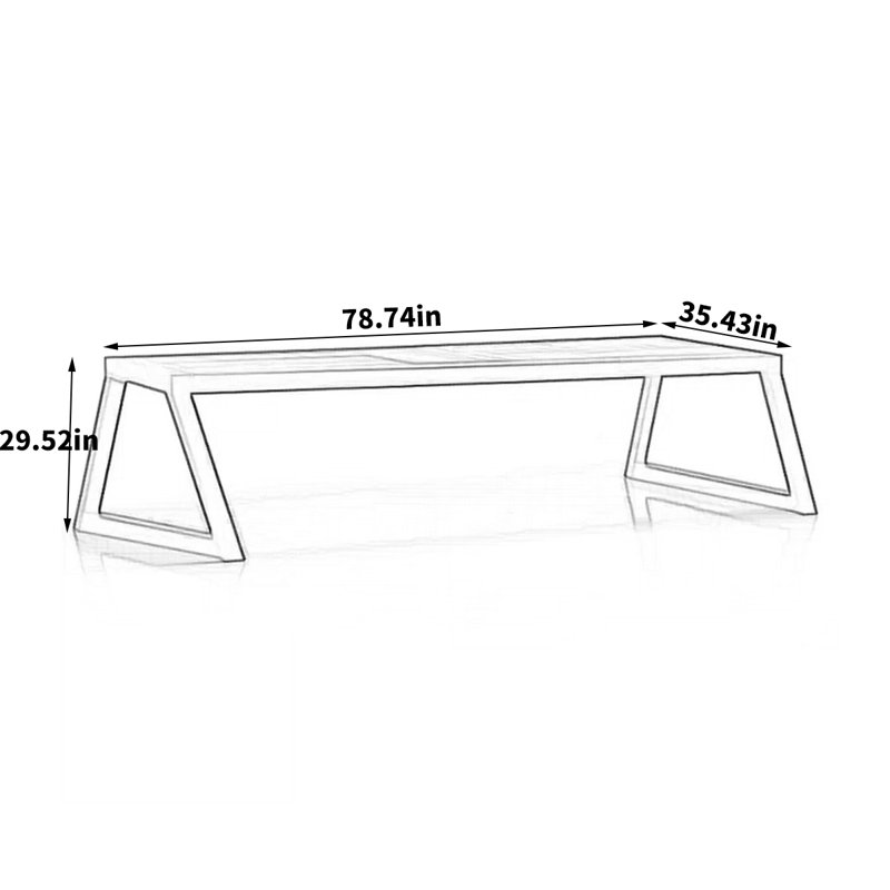 Simple Modern Rectangular Dining Table Oak Solid Wood Dining Table, 29.52"H x 78.74"L x 35.43"W