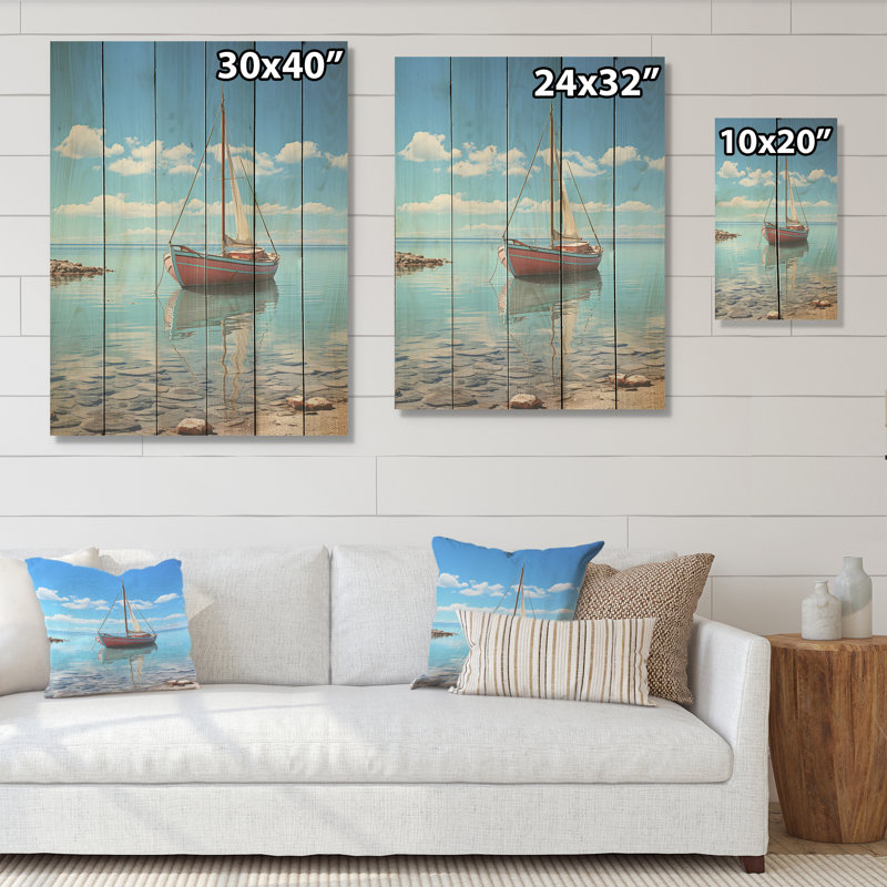 Horizon de planche à voile maritime - Art mural en bois côtier sur bois de pin naturel, H 32 po x l 24 po