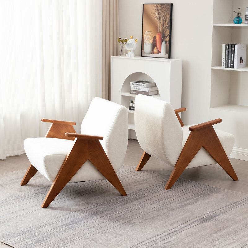 69.9Cm Wide Chenille Armchair, Beige Chenille