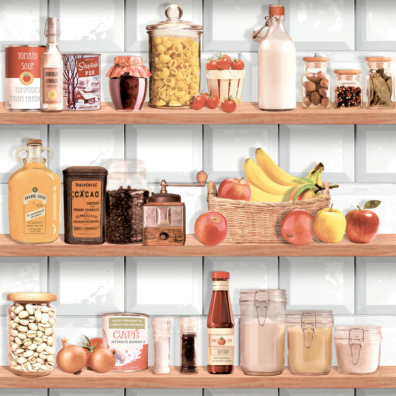 Kitchen Shelf Stories Wallpaper Sample