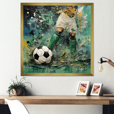Joueur de soccer abstrait vert - art mural soccer