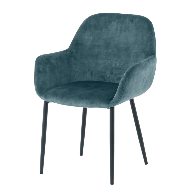 Charlestown 47cm H Velvet Upholstered Metal Armchair, Blue