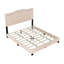 Structure de lit tapissier pour grand lit, velours beige avec tête de lit et détails de rivets, style moderne, lit de sommier sans sommier, ornement plateforme, fiable