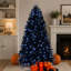Sapin de Noël noir de 1,80 m avec 350 lumières DEL blanches, 1460 branches en PE+PVC pour décoration de fêtes, structure articulée avec pied en métal