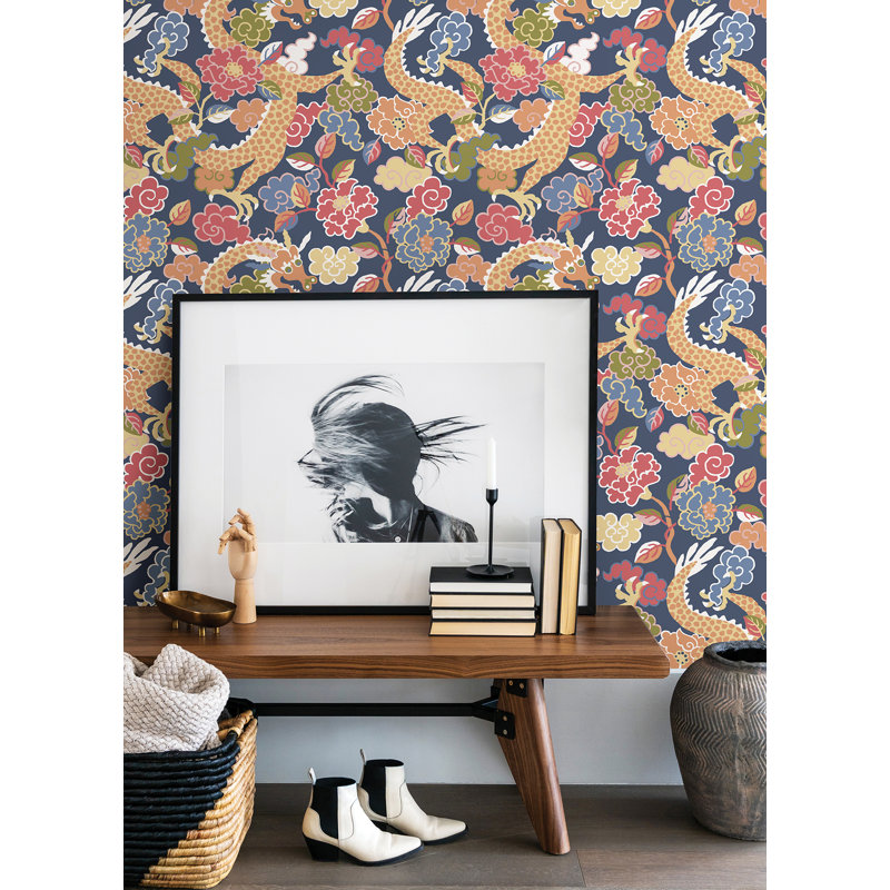 Keiundra Floral Wallpaper Roll, Orange
