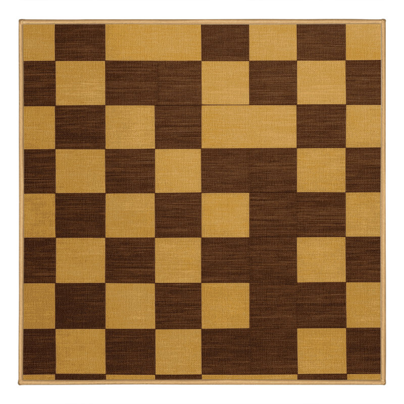 Tapis brun à carreaux lavable à la machine, Carré 7 pi