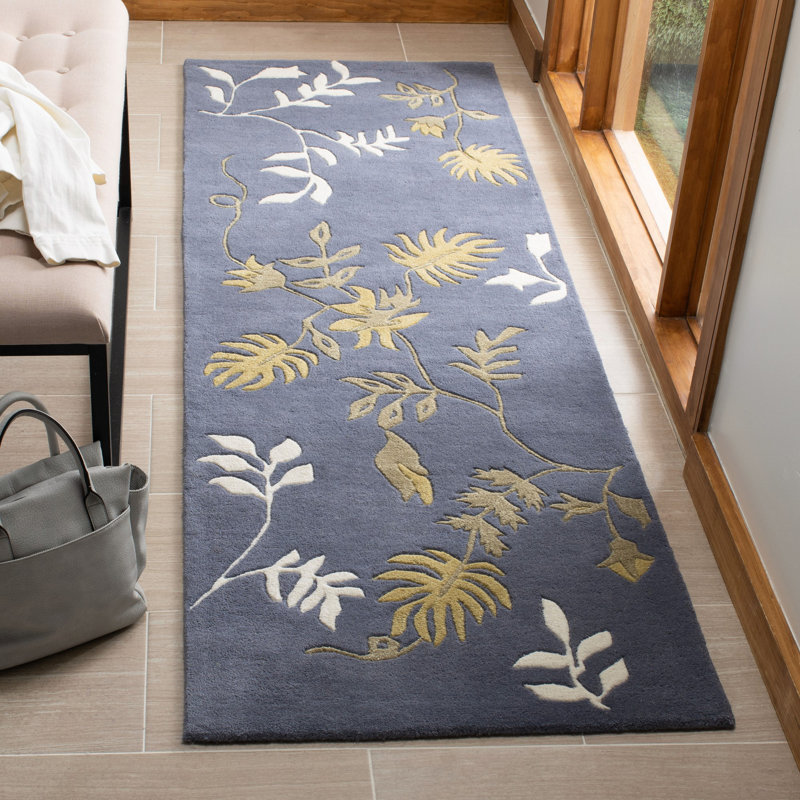 Tapis floral en laine et viscose touffeté à la main Candelo Soho, Tapis de couloir 2 pi 6 po x 8 pi