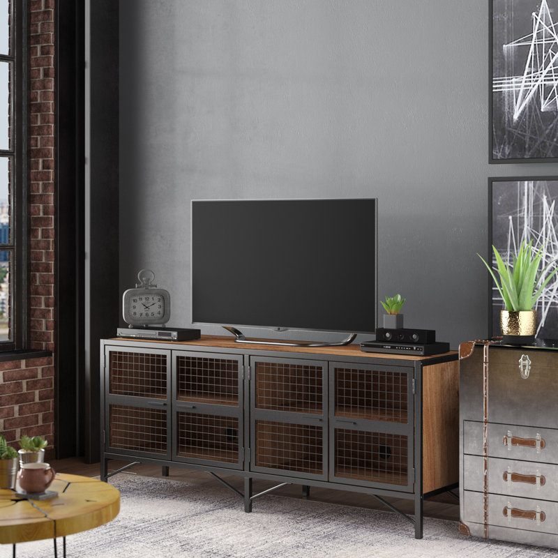Hyrum TV Stand for TVs up to 70", Vintage Oak/Black