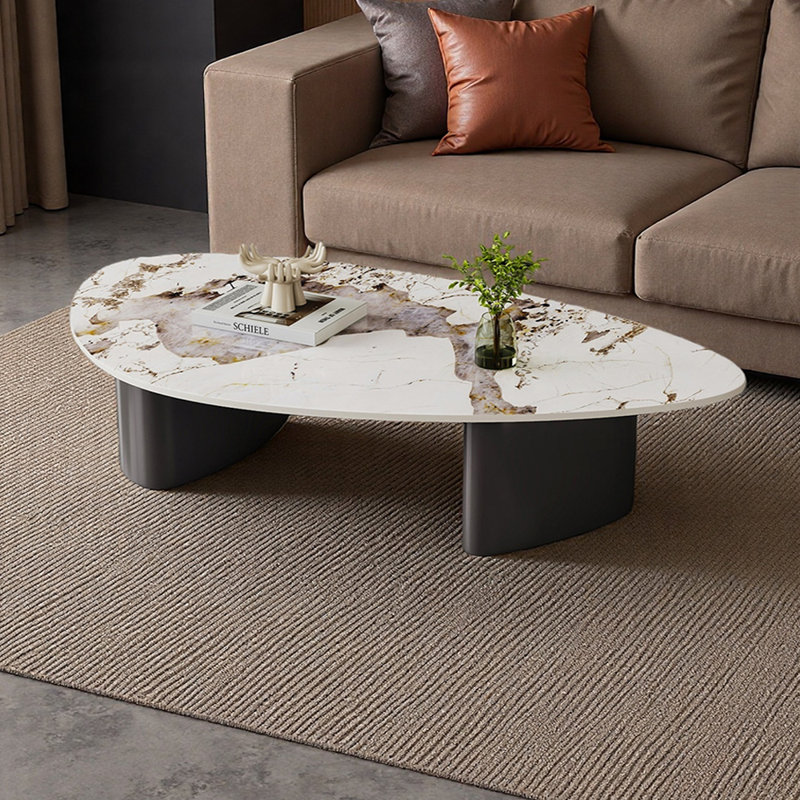 Table basse Modern Modern, Blanc / Taupe, H 15,74 po x L 62,99 po x l 31,49 po