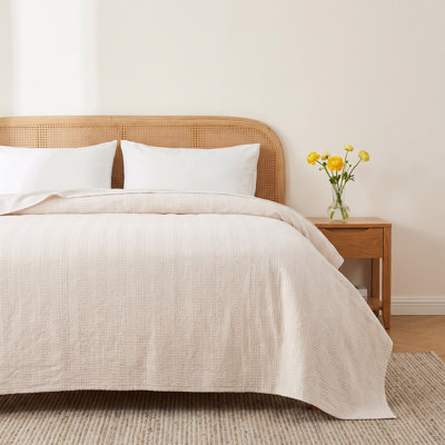 Soild Kantha Cotton Coverlet Set