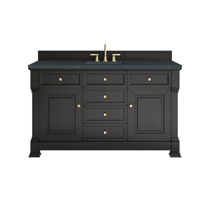 Brookfield Single Vanity, Widespread, Charcoal Soapstone, Black Onyx