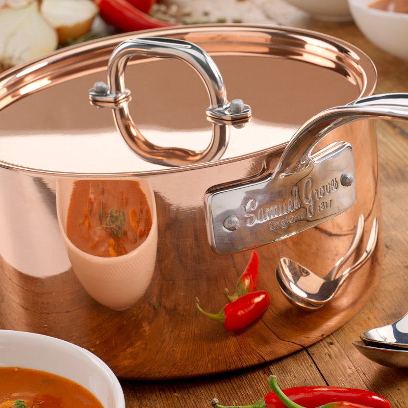 Samuel Groves Copper induction saucepan, with lid, 19.5 cm