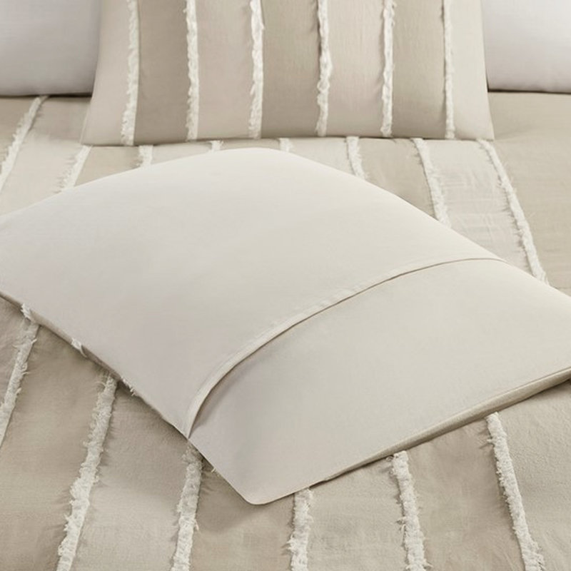 Ensemble de literie à rayures multicolores pour lit double/queen, en coton avec rayures contrastées, 3 pièces, housse de couette et bordure de lit