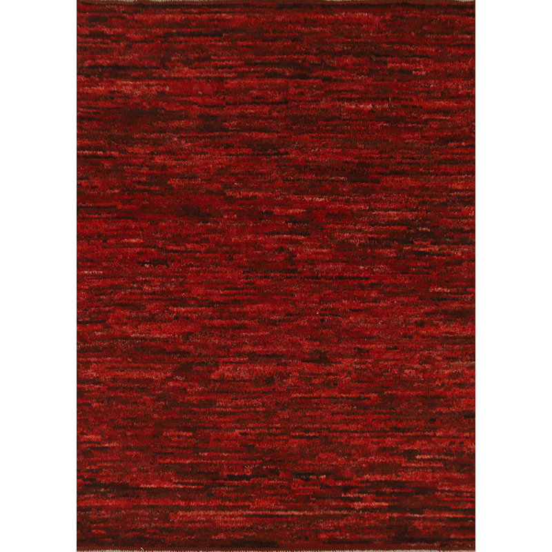 Tapis oriental marocain en laine rouge fait à la main 5 x 7