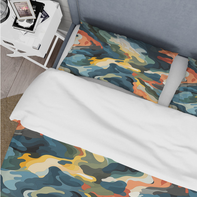 Représentation nautique abstraite - ensemble de housse de couette camouflage - polyester microfibre
