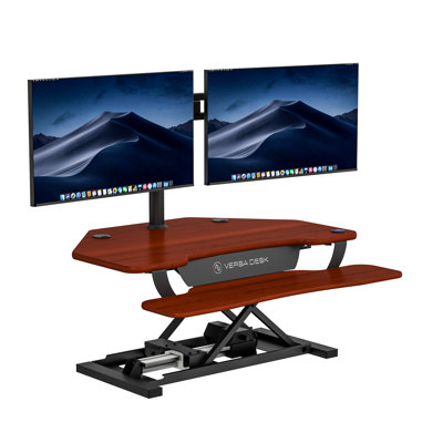 PowerPro 36" Electric Corner Standing Desk Converter Riser with USB Charging Port