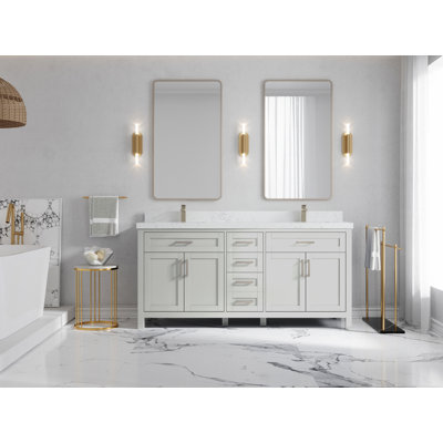 Cambridge Sink Bathroom 72"" Double Bathroom Vanity Set -  Willow Collections, CAM_CGR_EMP_WT_72D