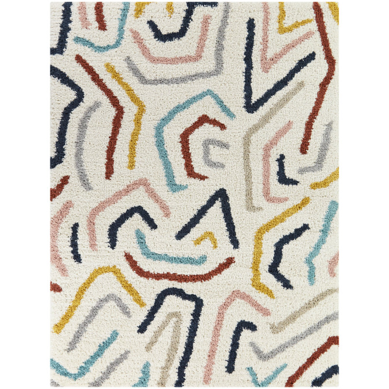 Catelin Abstract Shag Area Rug, Rectangle 3'11" x 5'7"