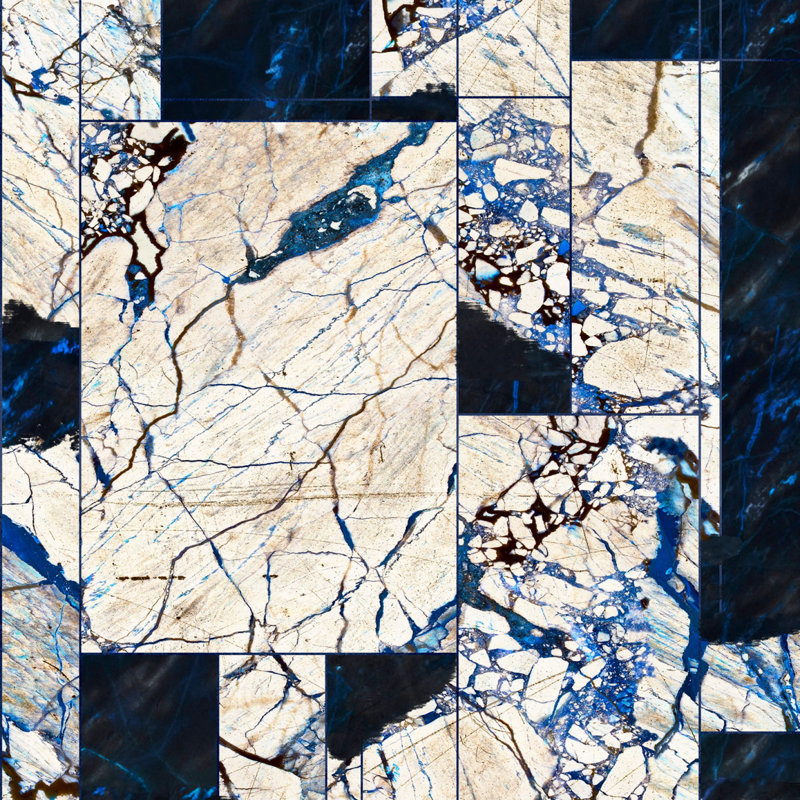 Manhattan Stone Wallpaper Roll, Taupe/Blue/Black
