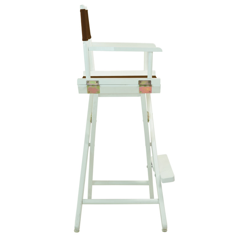 30" Folding Director Chair with Canvas, White, Brown