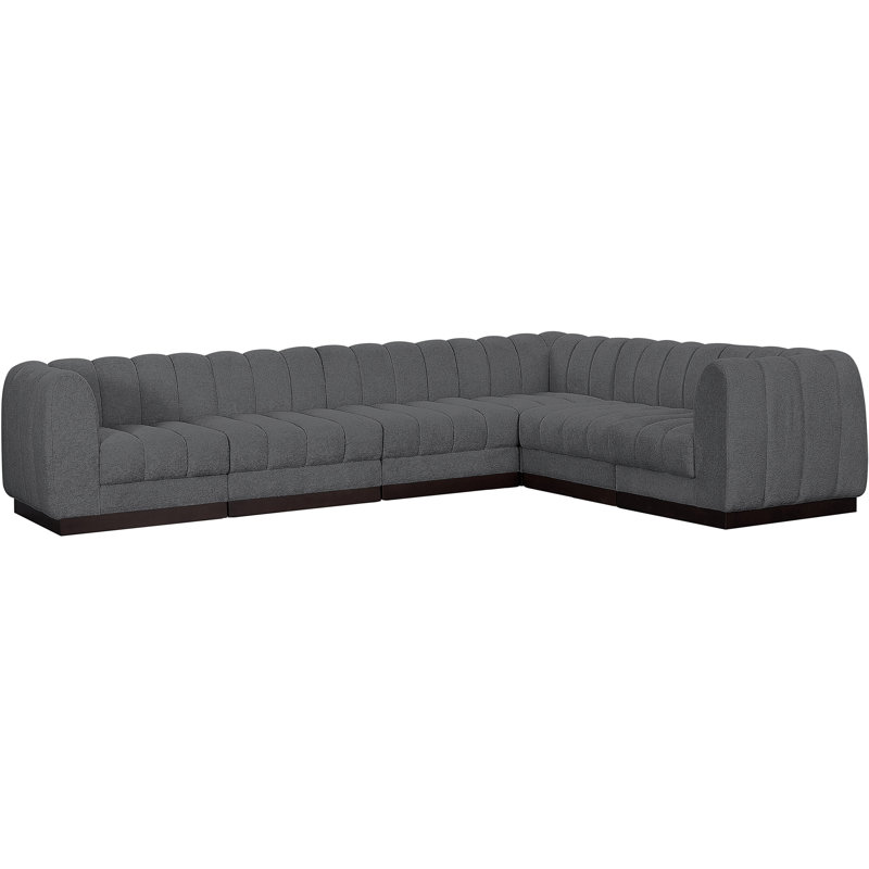 Ivena Upholstered L-Shaped Sectional Right Hand Facing, Grey Chenille Fabric