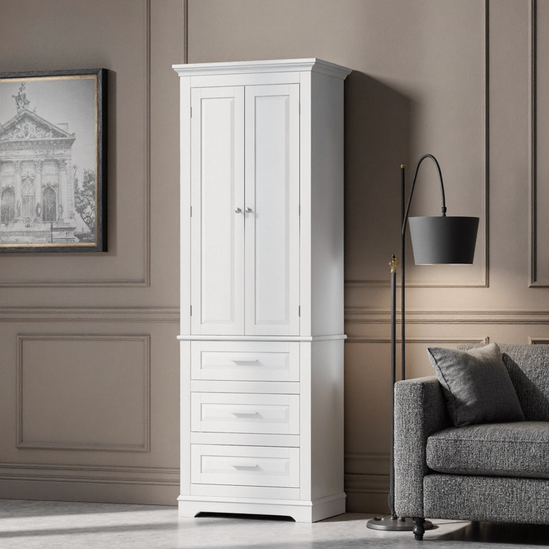 Grande armoire de rangement avec 3 tiroirs et tablettes réglables - Organisateur de salle de bain, de bureau et de cuisine multi-usage
