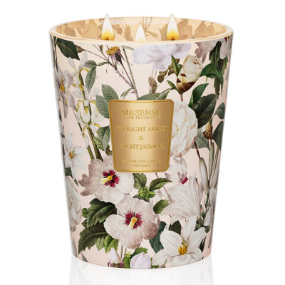 Amber Jasmine Scented Candle 35oz 150H Long Lasting, 3 Wick Soy Candles Aromatherapy Stress Relief Home Fragrance Housewarming Gifts