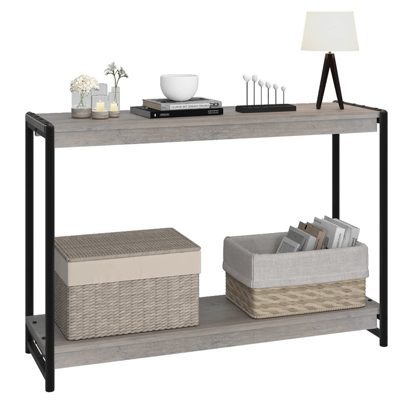40" Console Table, 2-Tier Farmhouse Narrow Entryway Table , Long Sofa Table, Grey