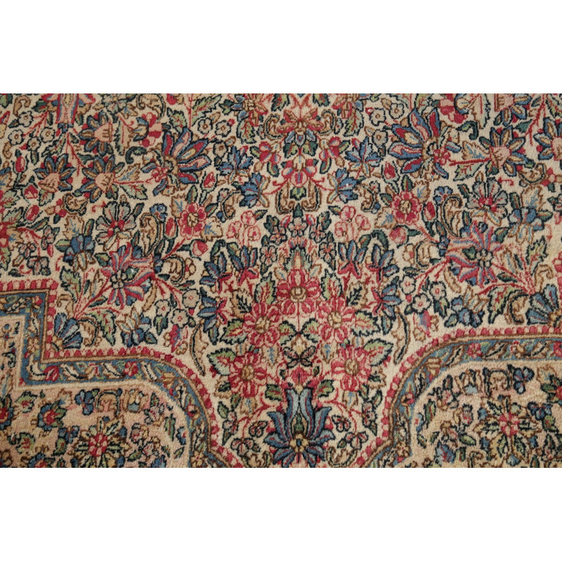 Tapis de la zone en laine rouge/ivoire 15 pi 6 po x 26 pi 6 po one-of-kind à la main noué la des années 1920 kerman Coad