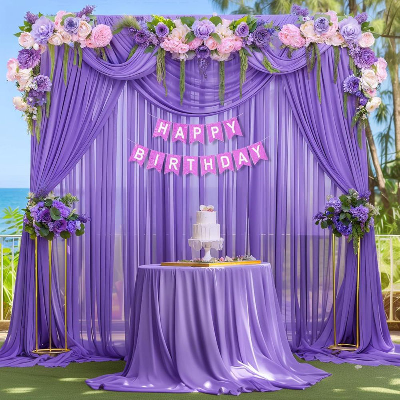 10Ft Tulle Backdrop Curtain For Parites, Sheer Backdrop Curtains Fabric Drapes For Wedding Ceremony Arch Party Stage Decorations(4 Panels 5*10Ft)