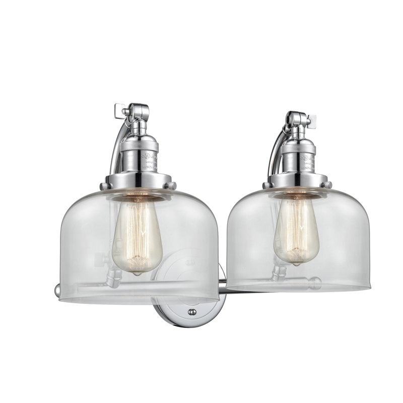 Éclairage pour salle de bain 2 lumières Bonomo Bell, Ampoule DEL rétro à intensité réglable de 3 W, Transparent, Chrome poli