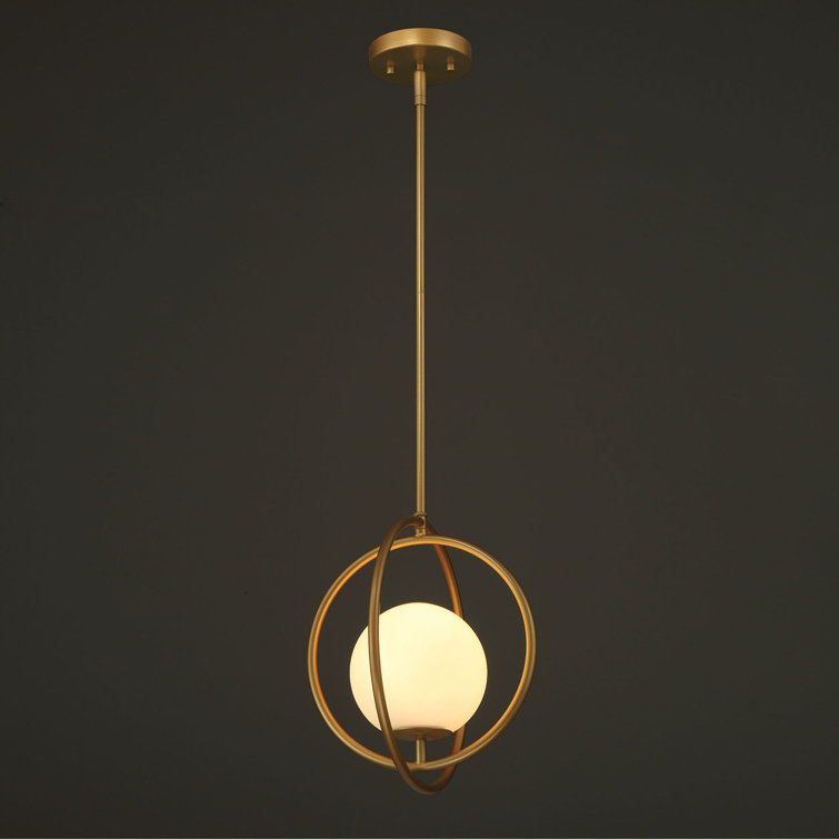 :( incomplete 1 only box): Bayron 1 - Light Living Rooms Steel Dimmable Sphere Globe Gold Pendant UL Certified