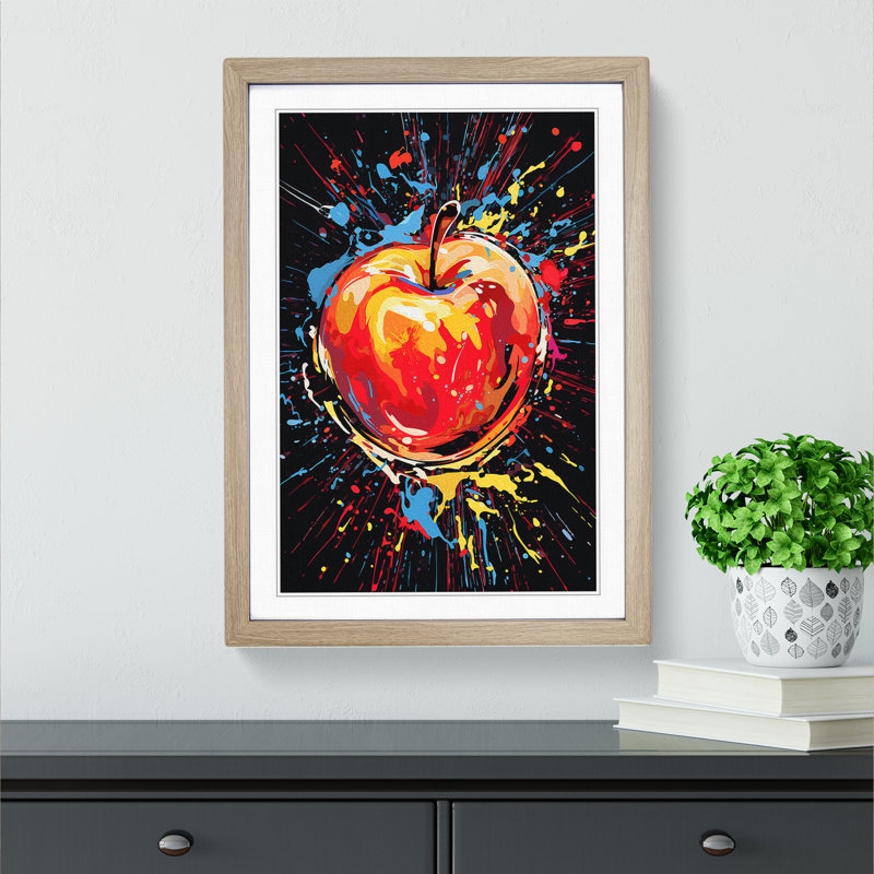 Apple Abstract Art - Framed Print, 34cm H x 25cm W, Oak Framed