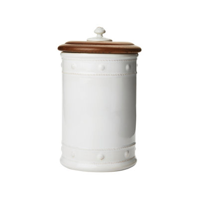 Berry & Thread Canister with Wooden Lid - Whitewash