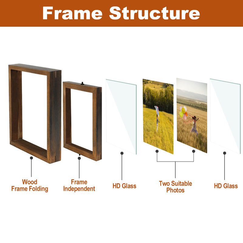 Kashanna Solid Wood Picture Frame - Set of 2, Carbonized Brown