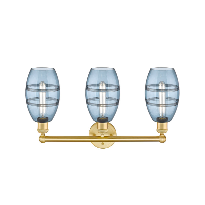 Kusham 3 - Light Dimmable Vanity Light, Satin Gold, Princess Blue