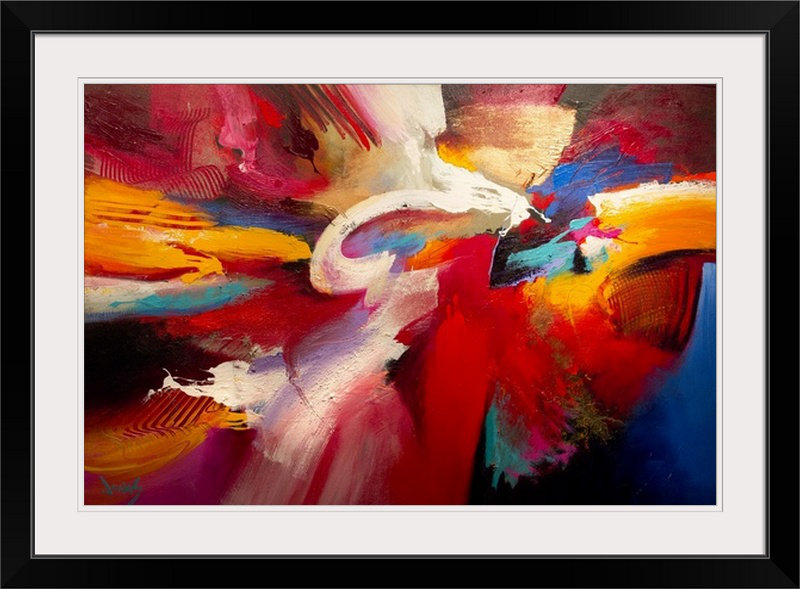 «Life, Love and Passion» par Jonas Gerard - impression d'art graphique, H 20 po x l 26 po x p 1 po, Cadre noir