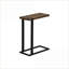 Table basse d'apparence en bois brun peu encombrante, table d'appoint en forme de C en métal noir pour le salon / la chambre à coucher-1788946578