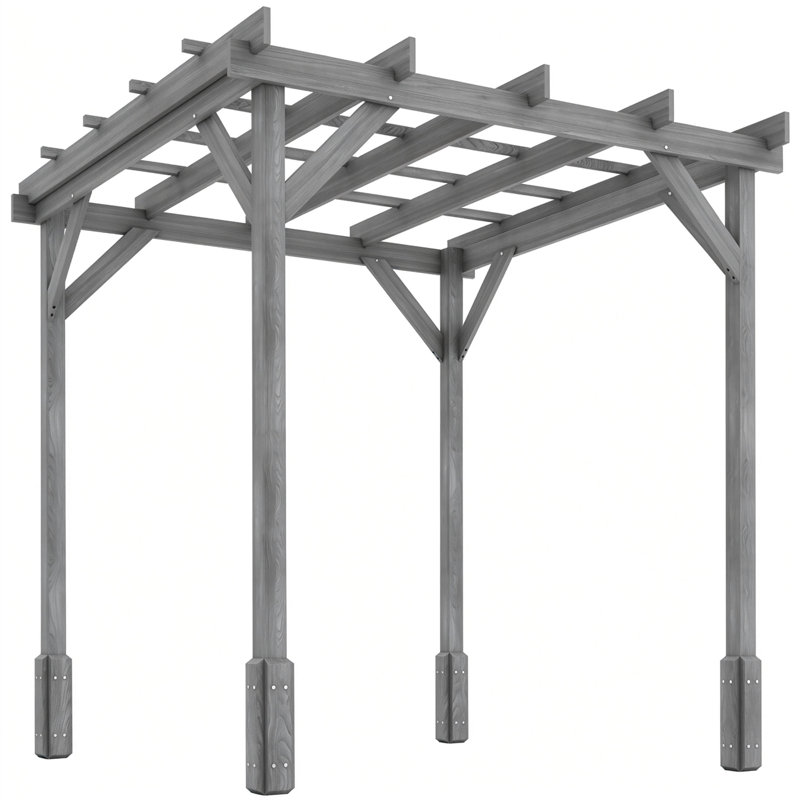 Outsunny 2 x 2 m Wooden Pergola Kit for Climbing Vines, Flowers, 214cm H x 200cm W x 200cm D