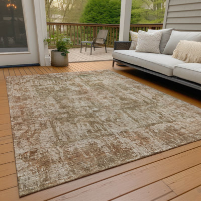 Machine Washable Indoor/Outdoor Claudian ACN1627 Beige Rug