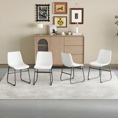 Set of 4 Elegant PU Leather Chair with Ergonomic Design and Non-Slip Pads for Comfortable and Safe Seating