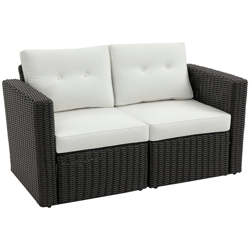 27.3'' Wide Patio Sofa with Cushions, Gray, Gray