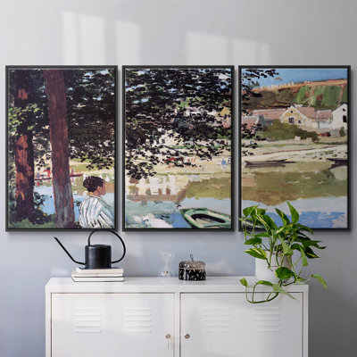 Monet - 3 pièces, reproduction encadrée sur toile