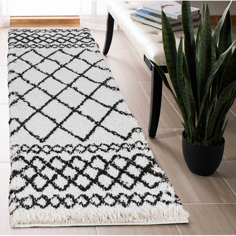 Judy Geometric Shaggy Area Rug, Runner 60 x 220cm