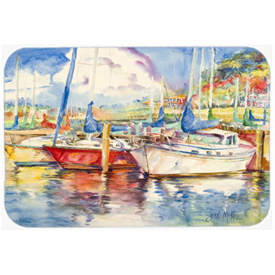Caroline's Treasures Three Boats Sailboats Glass Cutting Board