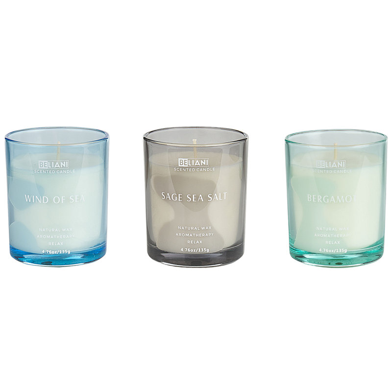 Scented Jar Candle, 7" L x 8" W, Fresh, Green/Grey/Blue